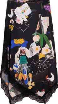 Desigual Floral Print Asymmetric Hem Skirt