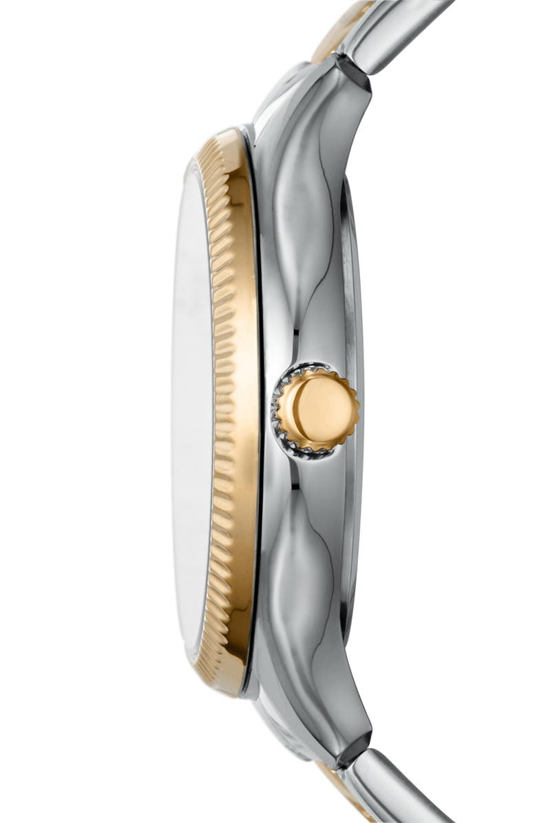 Fossil Rye Multifunction Two Tone Bracelet Watch, 36mm, Alternate, color, Silver