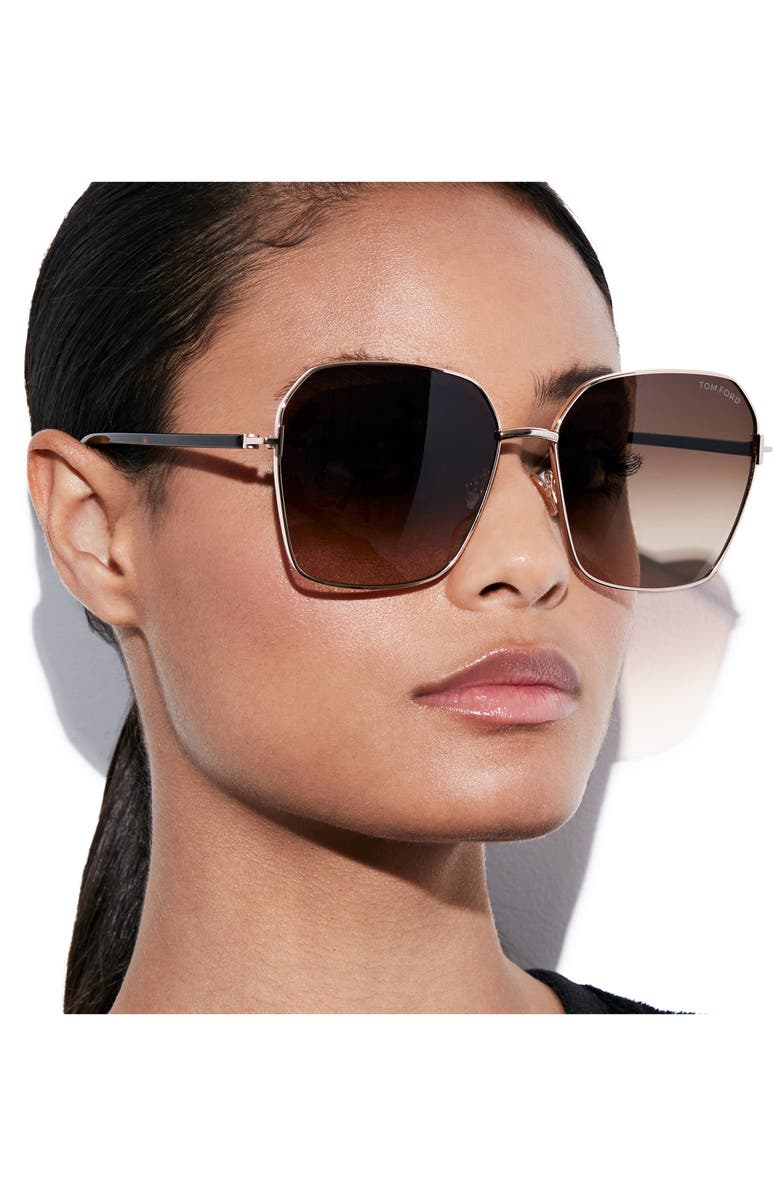 TOM FORD 62mm Claudia Square Sunglasses, Alternate, color, 