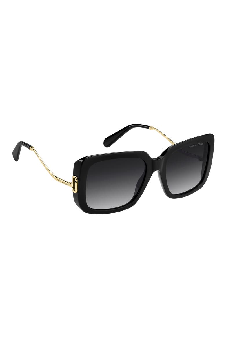 57mm Gradient Square Sunglasses, Alternate, color, BLACK/ DARK GREY SF