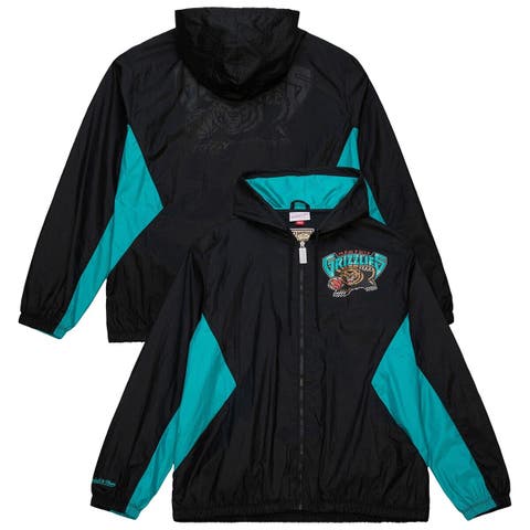 Men's Mitchell & Ness Black Memphis Grizzlies Playmaker Full-Zip Hooded Windbreaker Jacket