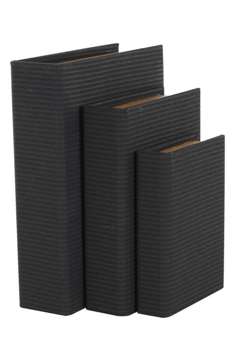 Set of 3 Faux Leather Book Boxes