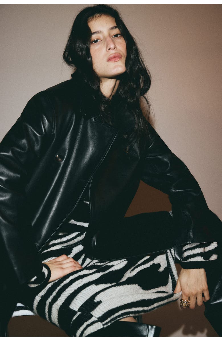 H&M Jacquard-knit Jumper, Alternate, color, Black/Zebra Print