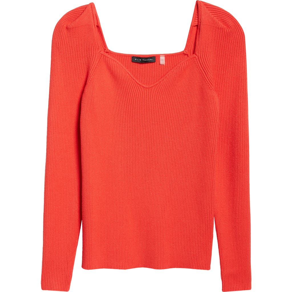 Shop Elie Tahari The Soraya Rib Sweater In Hibiscus