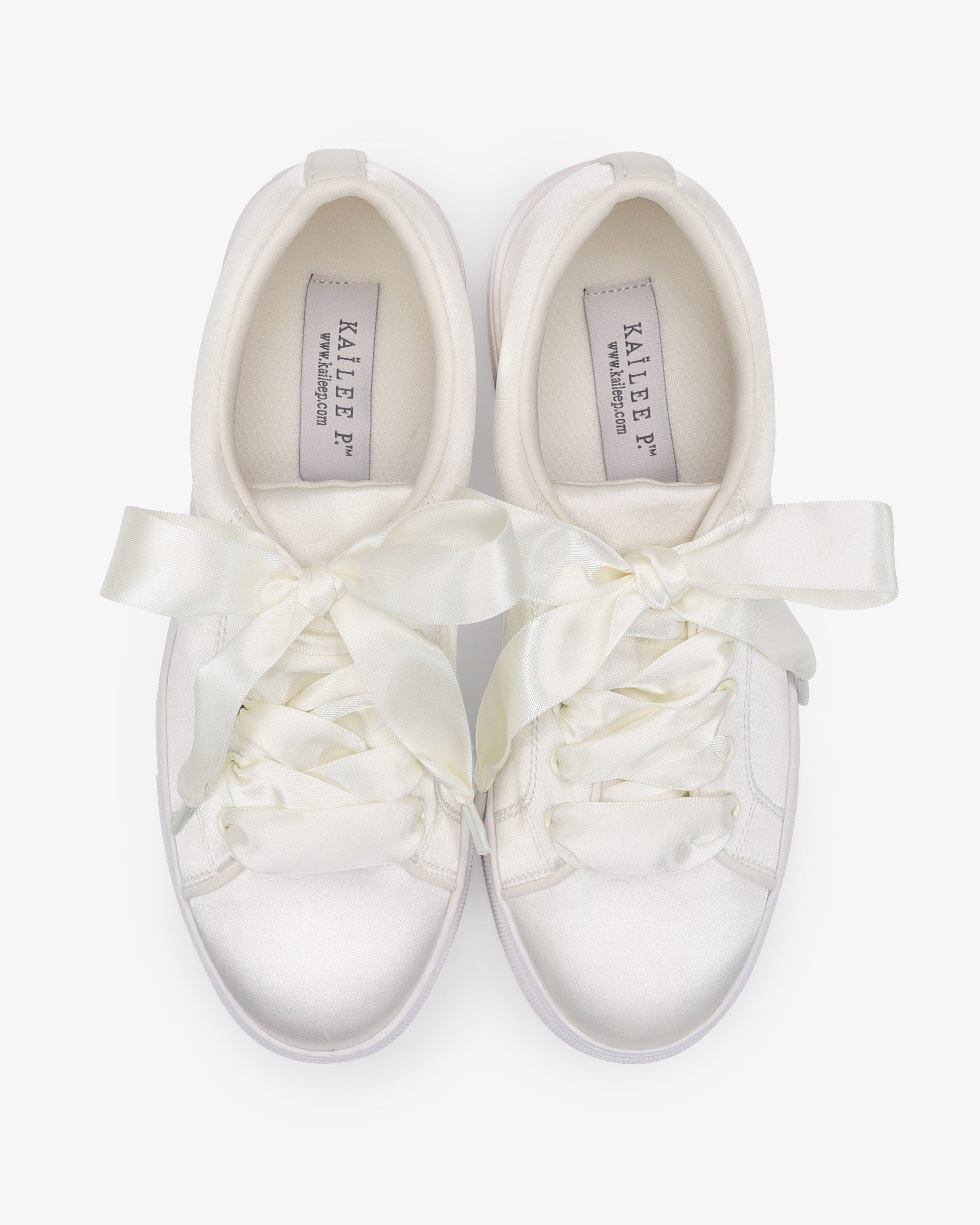Lucy Satin Wedding Platform Sneakers, Alternate, color, Ivory
