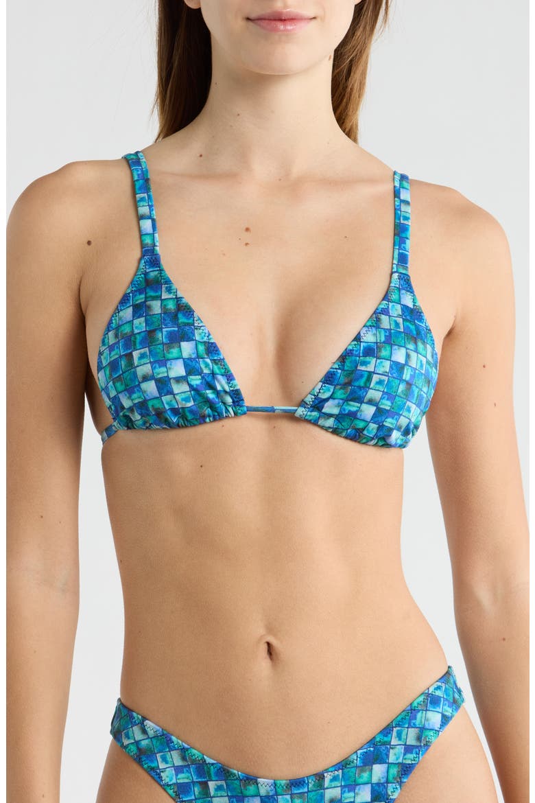 Rae Shine Triangle Bikini Top, Main, color, BLUE MULTI