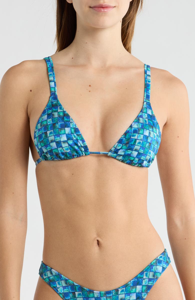 PacSun Rae Shine Triangle Bikini Top, Main, color, Blue Multi