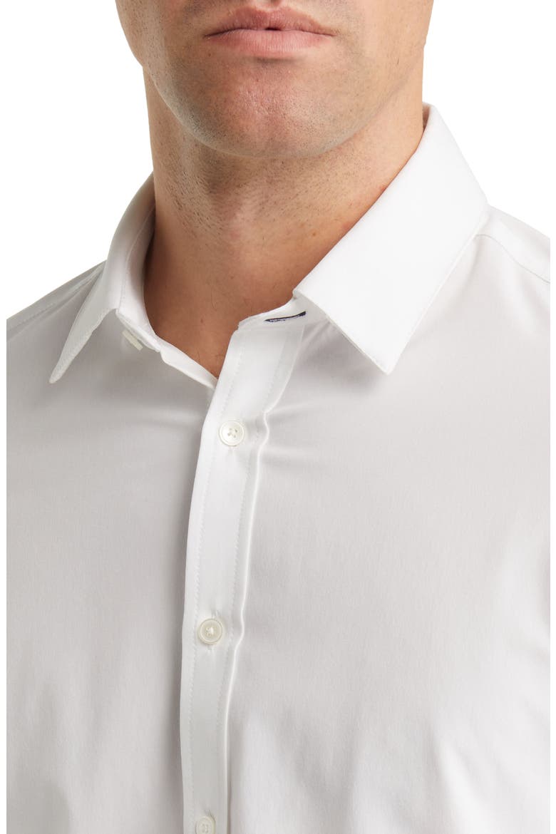 Leeward Solid Stretch Performance Button-Up Shirt, Alternate, color, WHITE SOLID