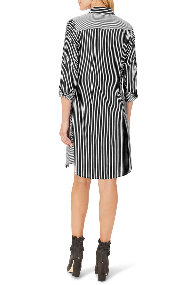 Warner Mixed Stripe Shirtdress, Alternate, color, BLACK