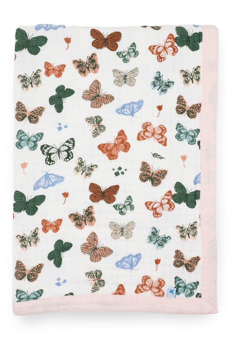 Cotton Muslin Baby Quilt, Main, color, BUTTERFLIES