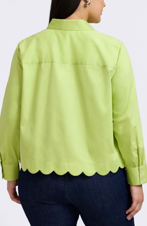 Foxcroft Scarlett Long Sleeved Matte Sateen Shirt In Chartreuse