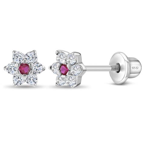 Cubic Zirconia Cluster Flower Earrings