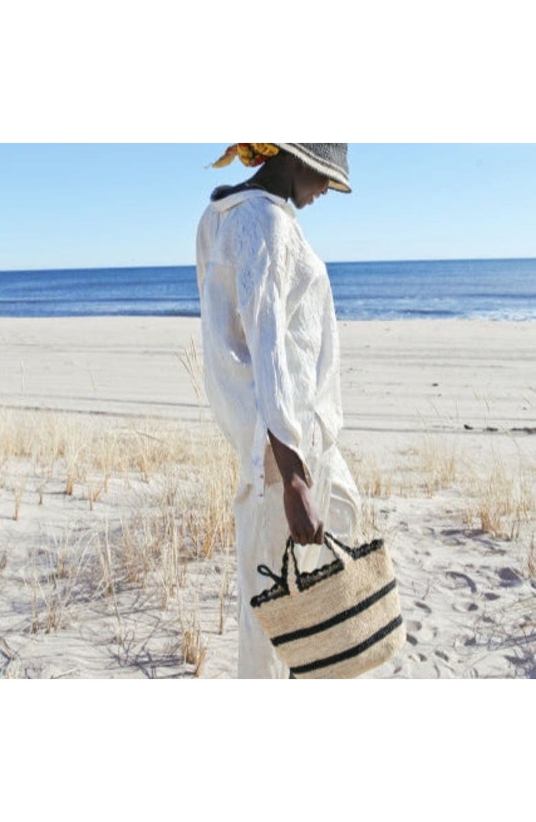 indego africa Odette Beach Tote, Alternate, color, Natural & Black Stripe - Mini