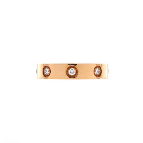 Love Wedding Band 8 Diamonds Ring 18K Rose Gold with Diamonds