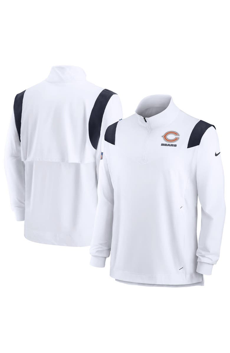 Nike Men's Nike White Chicago Bears Sideline Coach Chevron Lockup Quarter-Zip Long Sleeve Top, Main, color,