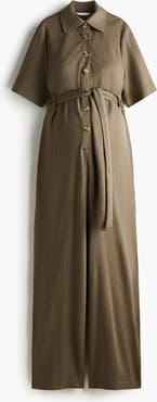 H&M Mama Short-sleeved Tie-belt Jumpsuit