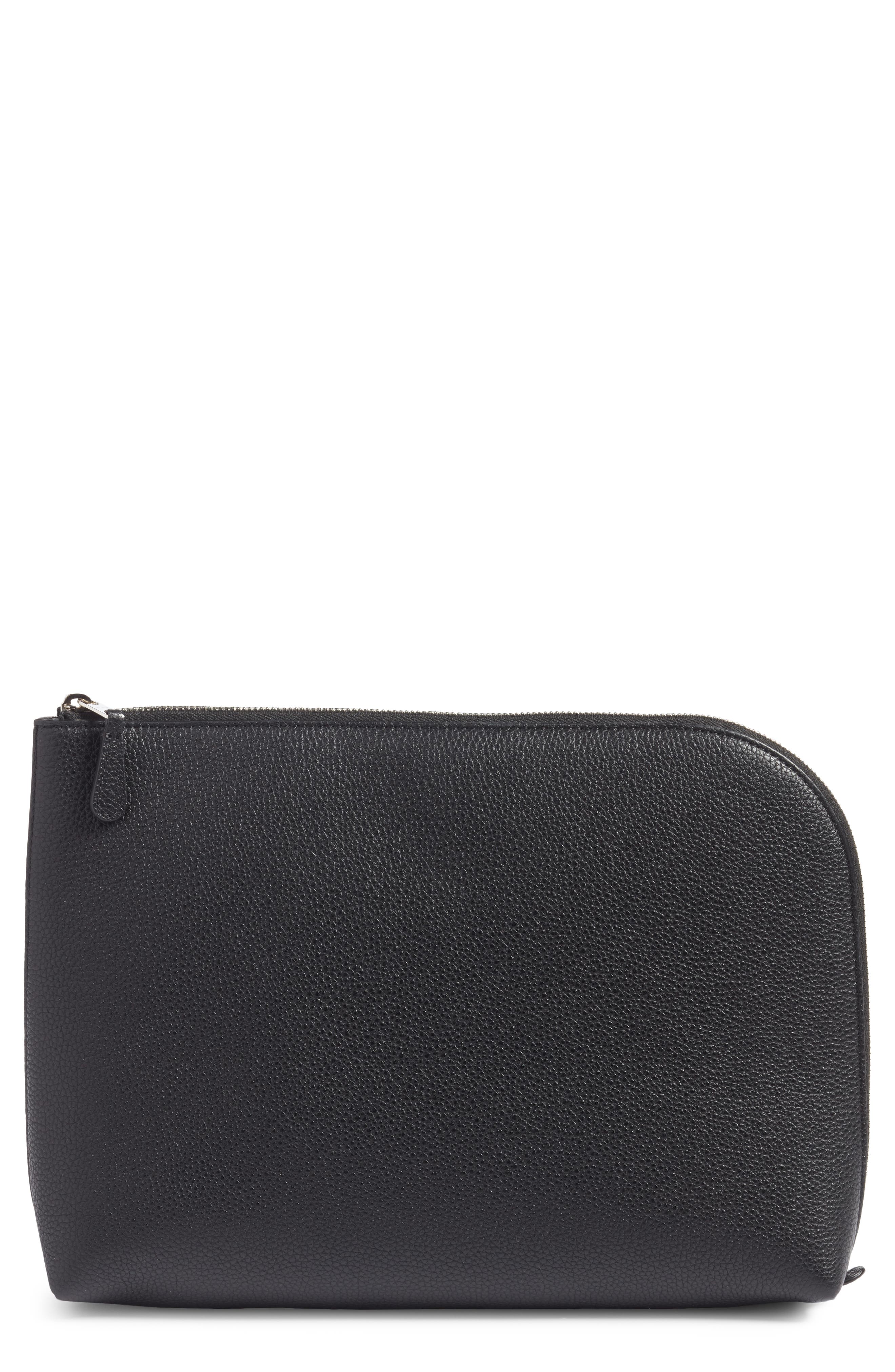 The Row Large Leather Zip Pouch, Main, color, 