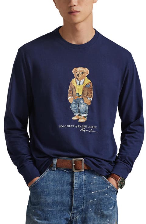 Polo Bear Classic Fit Long Sleeve Cotton Graphic T-Shirt
