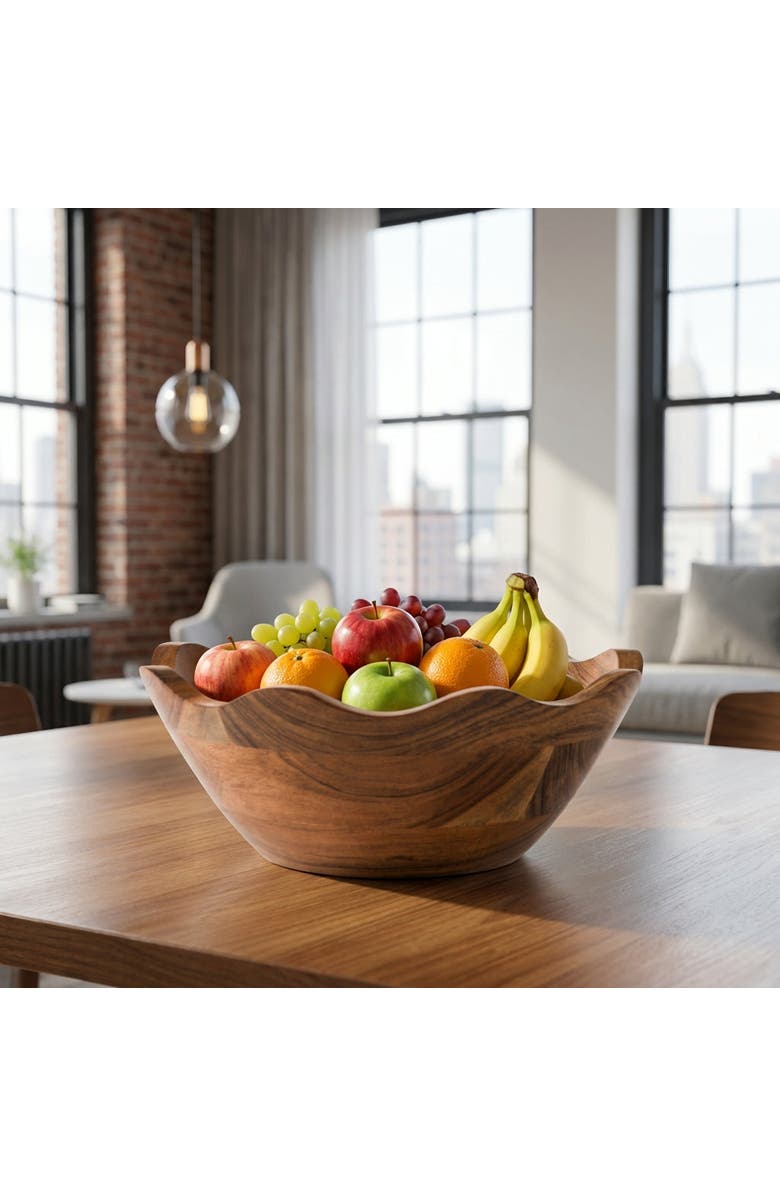 Mela Artisans Acacia Wood Scallop Bowl, Alternate, color, Natural - Small