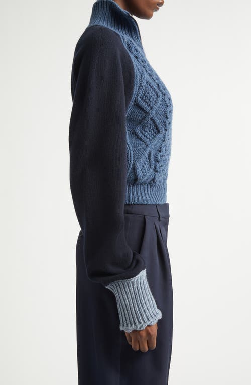 Stella Mccartney Hybrid Knit Bomber Jacket In Blue