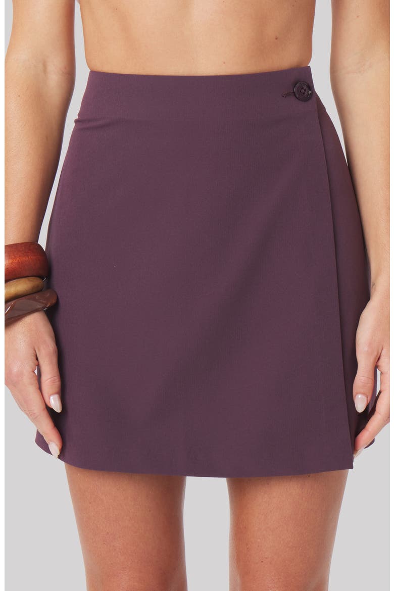 Capri Wrap Miniskirt, Alternate, color, VAMP BURGUNDY