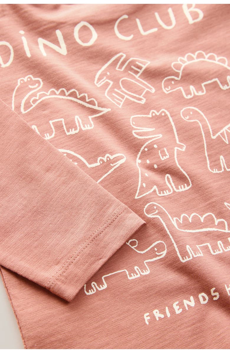 NEXT Kids' Dinosaur Line Art Long Sleeve Graphic T-Shirt, Alternate, color, Brown