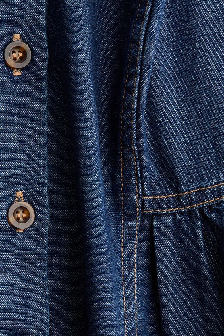 Denim Peplum Top, Alternate, color, Dark denim blue