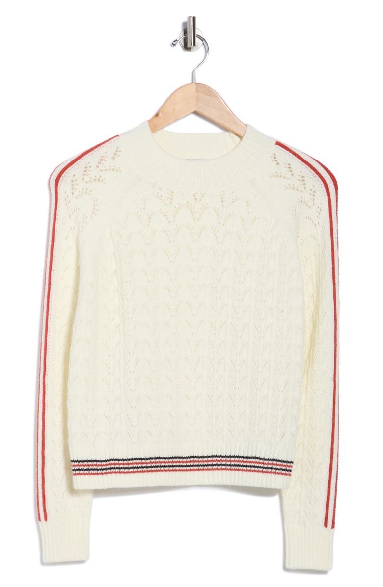 Vigoss Tipped Cricket Cable Sweater, Alternate, color, Creme