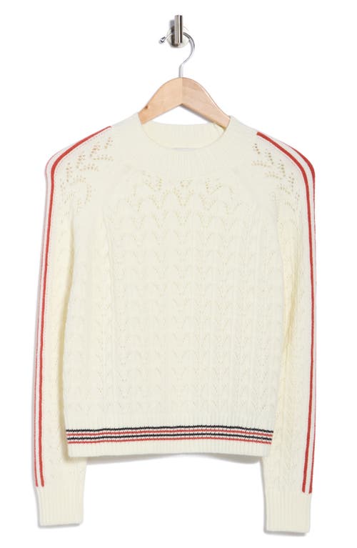 Vigoss Tipped Cricket Cable Sweater In White