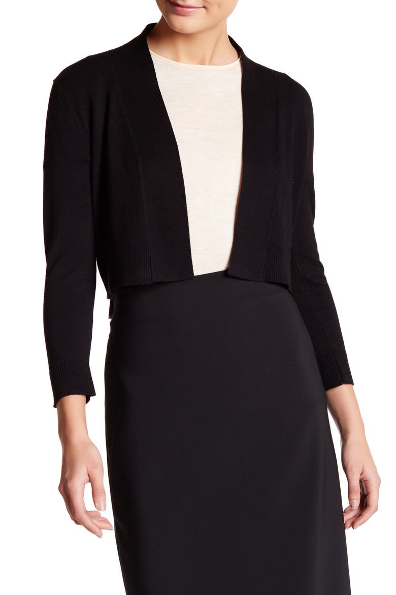 3/4 Sleeve Knit Shrug, Main, color, BLACK