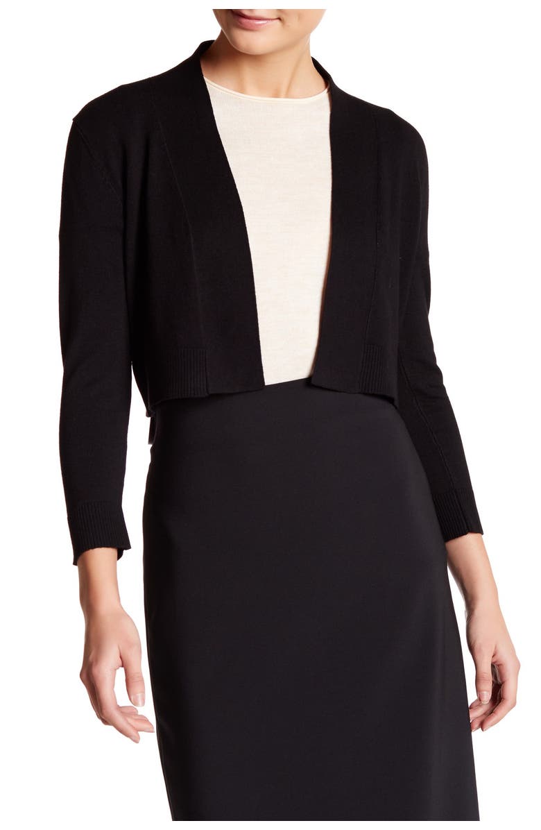 Calvin Klein 3/4 Sleeve Knit Shrug, Main, color, Black
