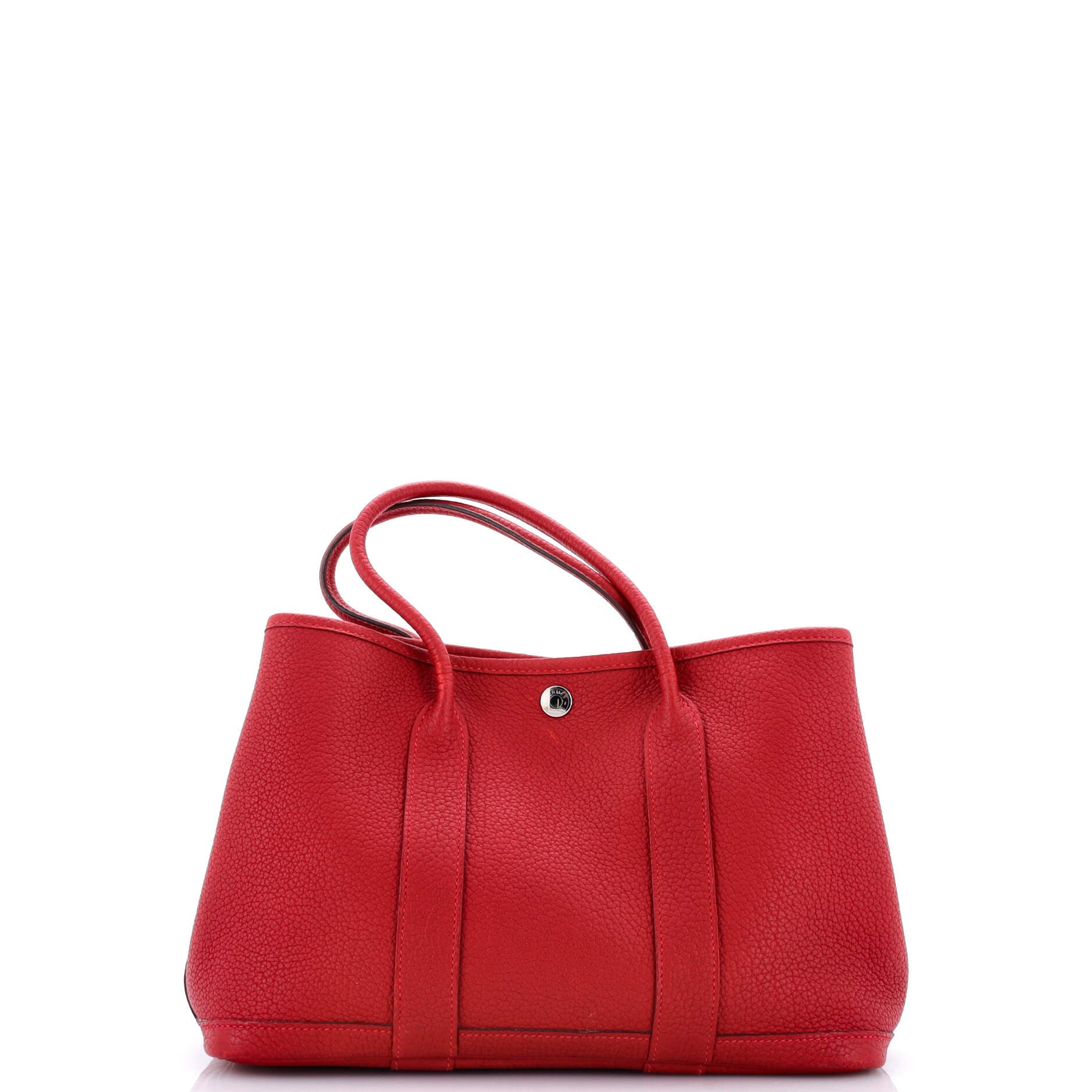 Pre-Owned Hermes Garden Party Tote Leather 30, Main, color, Rouge Casaque