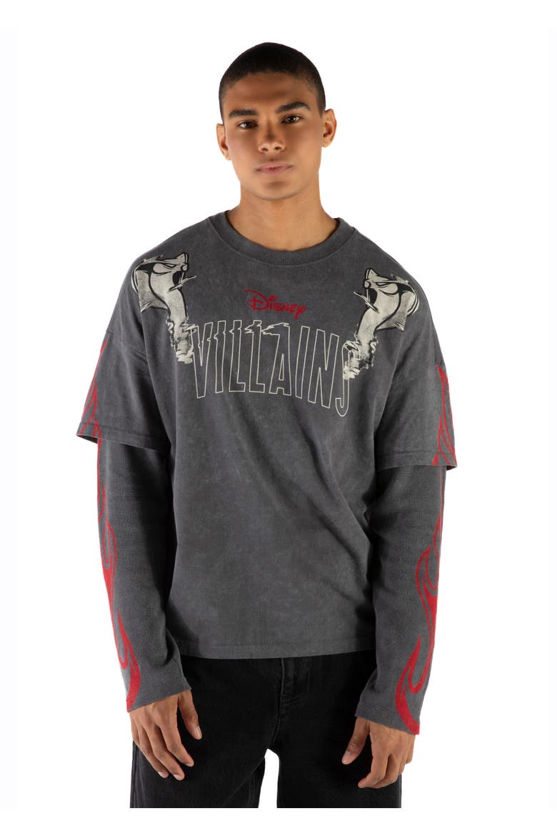Princess Long Sleeve Layered T-Shirt, Alternate, color, Charcoal Hades