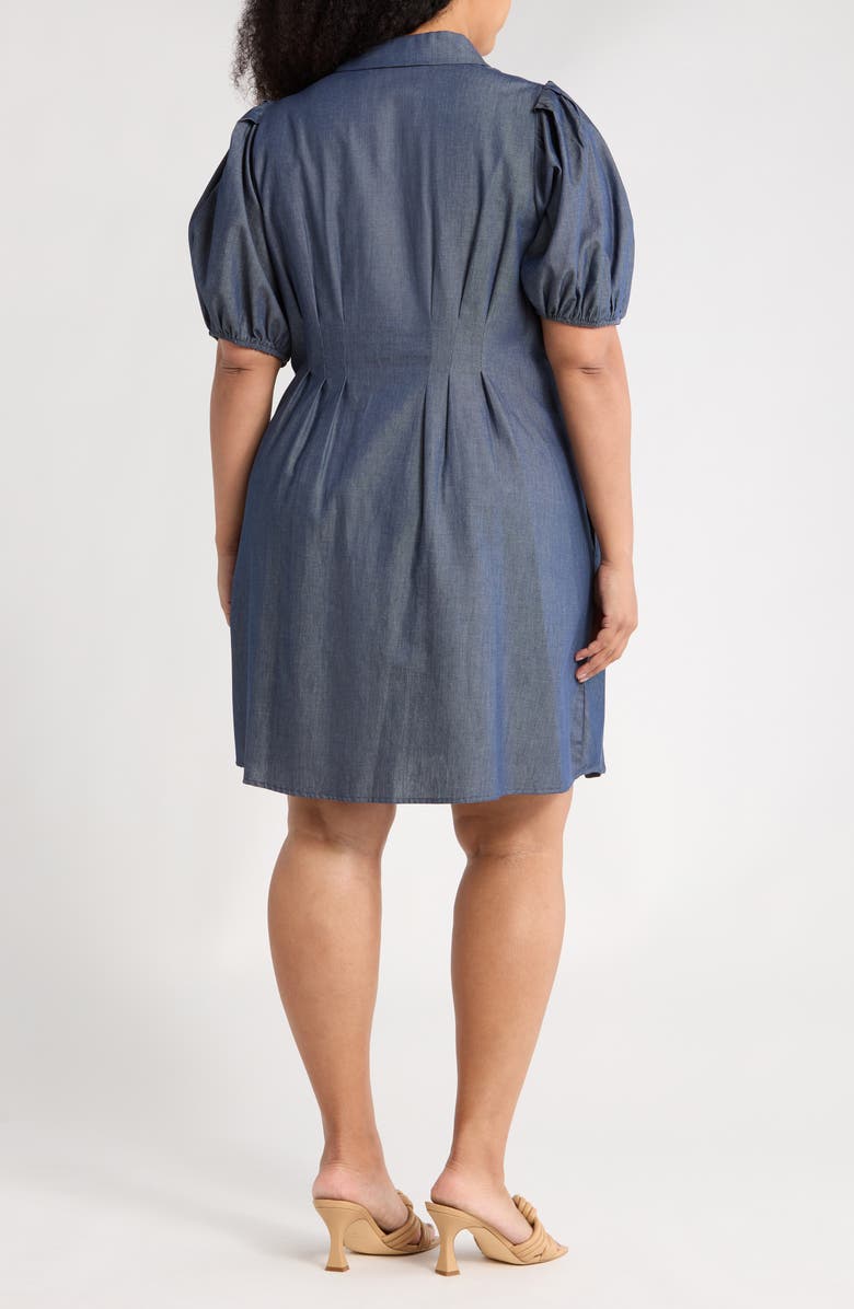 Eliza J Cotton Puff Sleeve Shirtdress, Alternate, color, Denim