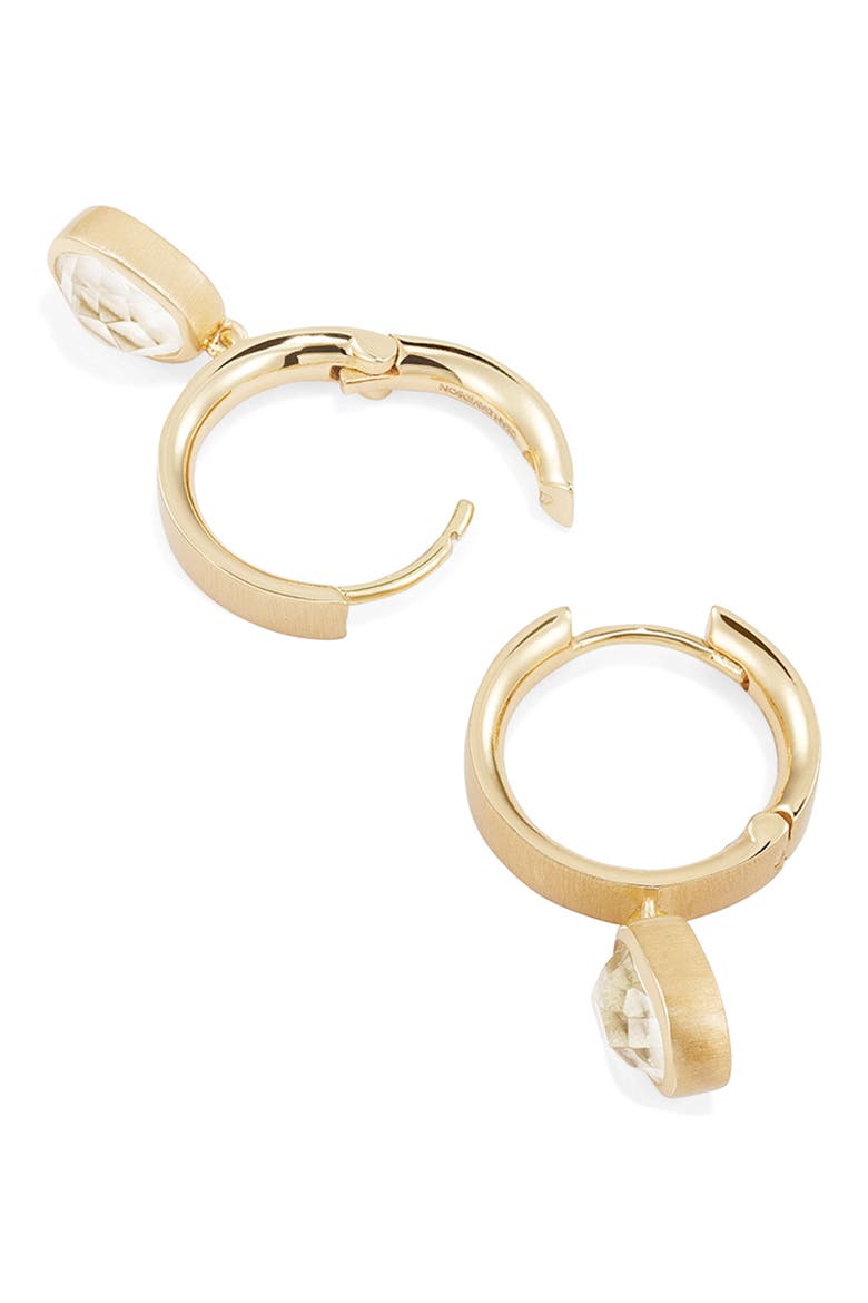 Mercer Gemstone Mini Huggie Drop Earrings, Alternate, color, IRIDESCENT PEARL/ GOLD