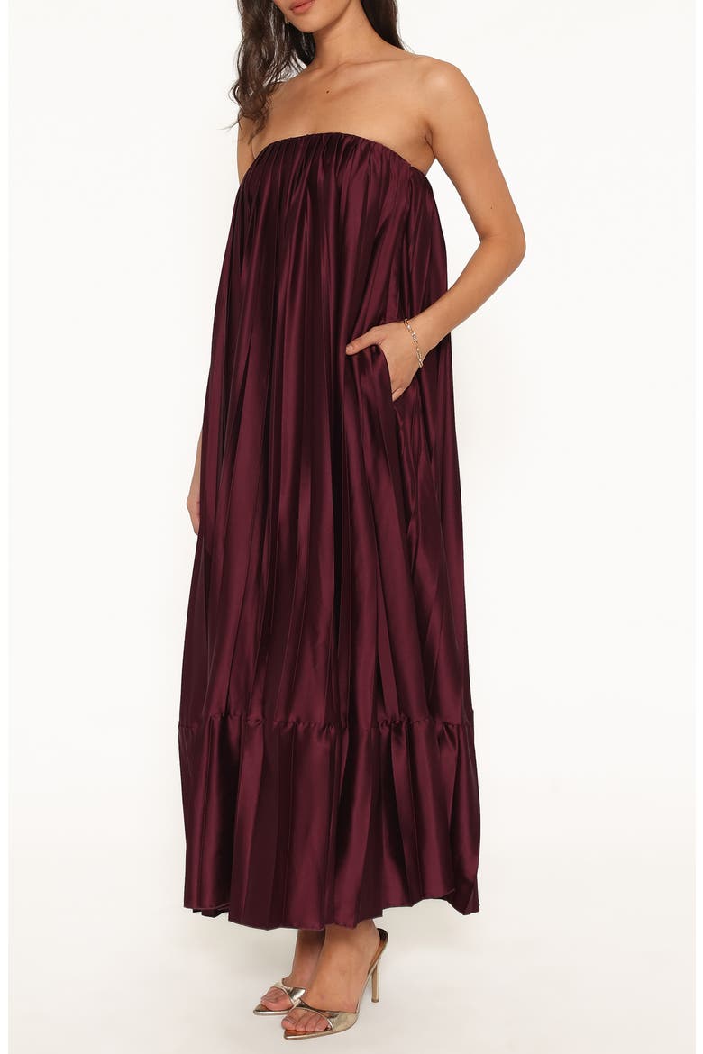 Nalania Strapless Maxi Dress, Alternate, color, SANGRIA RED