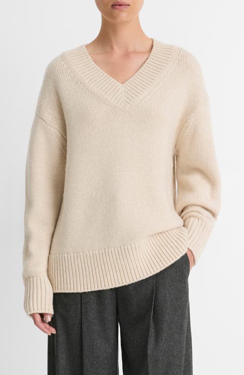 VINCE store Diagonal Cable Knit Wool & Cashmere Blend Turtleneck Sweater in Cream XL