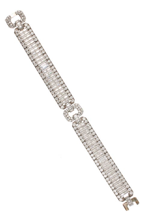 Original Art Deco Platinum Baguette Diamond Bracelet