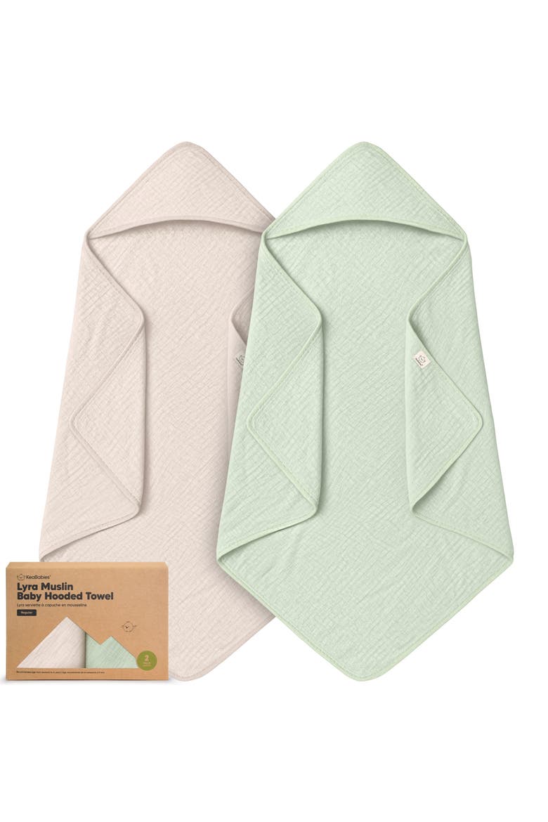 2-Pack Lyra Muslin Hooded Towels, Main, color, Sage