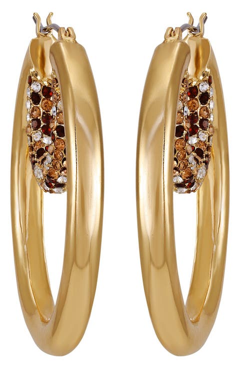 Pavé Crystal Double Hoop Earrings
