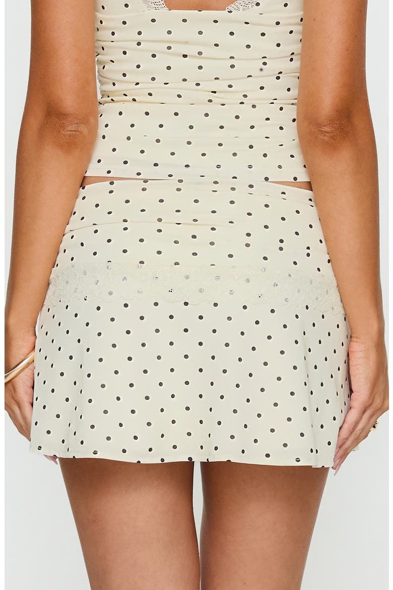 Amia Lace Trim Miniskirt, Alternate, color, CREAM POLKA DOT