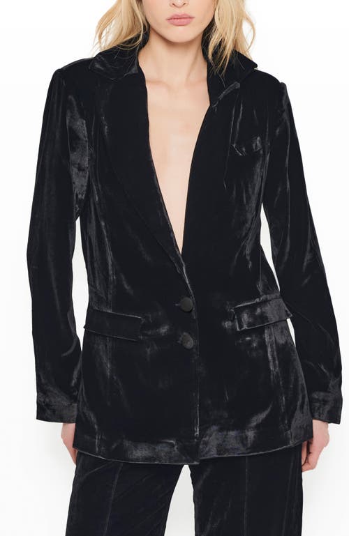 As By Df Fiona Velvet Boyfriend Blazer In Black