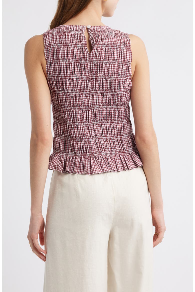 Heidi Gingham Shirred Cotton Top, Alternate, color, GINGHAM DEEP RED