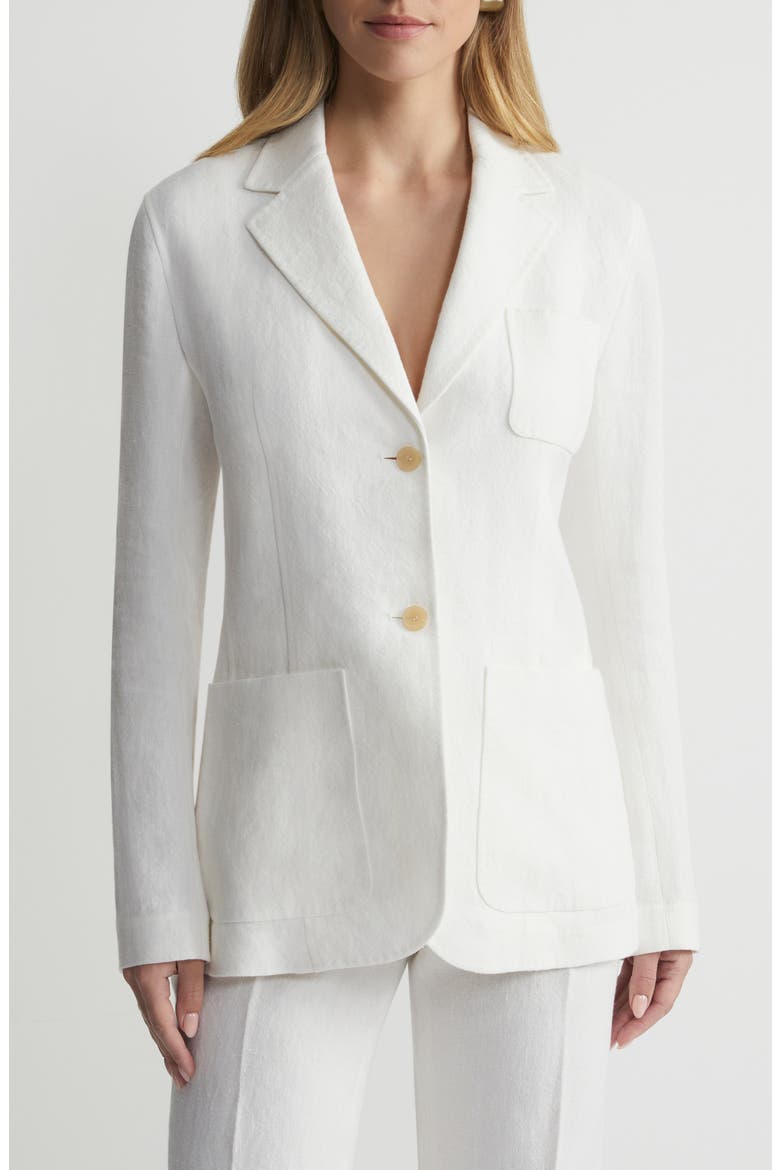 Three-Pocket Linen Blazer, Main, color, WHITE