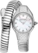 Just Cavalli Vivace Snake Wraparound Bracelet Watch, 22.5mm x 33mm