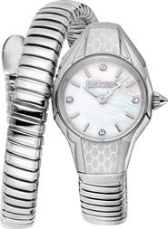 Just Cavalli Vivace Snake Wraparound Bracelet Watch, 22.5mm x 33mm