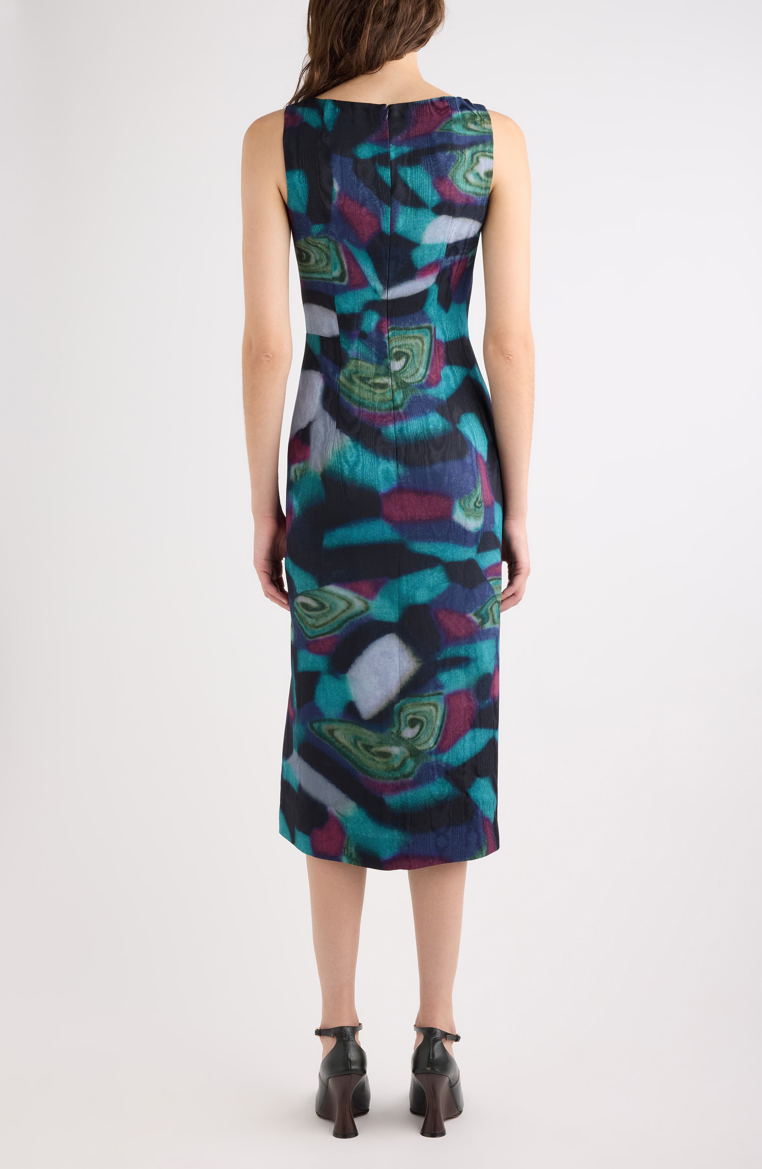 Dries Van Noten Marbled Moiré Print Draped Midi Dress (Women) | Nordstrom