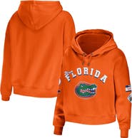 WEAR by Erin Andrews Women's WEAR by Erin Andrews Orange Florida Gators Mixed Media Cropped Pullover Hoodie