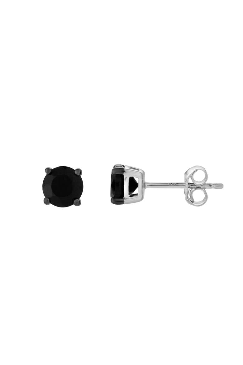 Seki 0.95CT Round Black Spinel Stud Earrings 925 Silver, Main, color, Sterling Silver