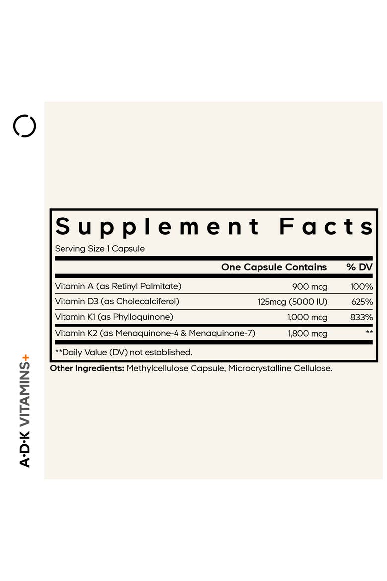 ADK Vitamins, Vitamin A, D3 5000 IU & K Supplement, Alternate, color, White